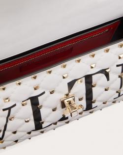 Pre Owned Valentino White Leather VLTN Medium Rockstud Spike.It Chain Shoulder Bag