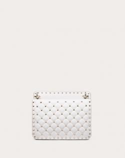 Pre Owned Valentino White Leather VLTN Medium Rockstud Spike.It Chain Shoulder Bag