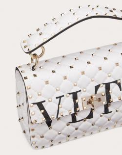 Pre Owned Valentino White Leather VLTN Medium Rockstud Spike.It Chain Shoulder Bag