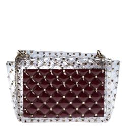 Pre Owned Valentino Plexy Transparent Medium Rockstud Spike.It Chain Shoulder Bag