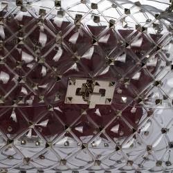 Pre Owned Valentino Plexy Transparent Medium Rockstud Spike.It Chain Shoulder Bag