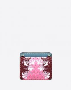 Pre Owned Valentino Multicolor Embroidered Leather Medium Rockstud Spike.It Chain Shoulder Bag