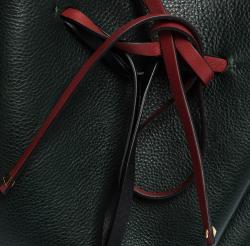 Pre Owned Valentino Green Leather Medium VLOGO Bucket Bag