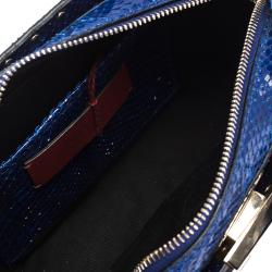 Pre Owned Valentino Blue Python Rockstud Crossbody Bag