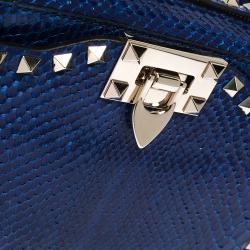 Pre Owned Valentino Blue Python Rockstud Crossbody Bag