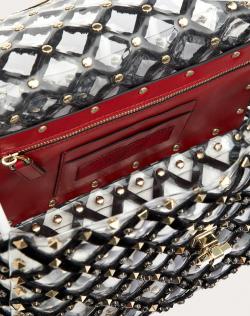 Pre Owned Valentino Transparent Polymer and Velvet Medium Rockstud Spike.It Chain Shoulder Bag