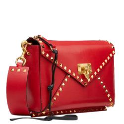 Pre Owned Valentino Rouge Pur Smooth Leather Rockstud Hype Shoulder Bag