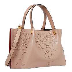 Pre Owned Valentino Rose Canelle Leather Flower Embellishments Small VLOGO Escape Shopper Tote