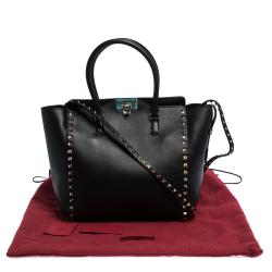 Pre Owned Valentino Black Leather Rockstud Tote