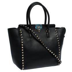 Pre Owned Valentino Black Leather Rockstud Tote