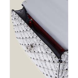 مملوكة مسبقًا حقيبة فالنتينو غارافاني جلد متوسطة سبايك روكستد فضية ميتالك