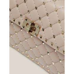 مملوكة مسبقًا حقيبة فالنتينو جلد متوسطة سبايك روكستد Valentino Garavani وردية