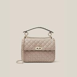 مملوكة مسبقًا حقيبة فالنتينو جلد متوسطة سبايك روكستد Valentino Garavani وردية