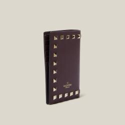 مملوكة مسبقًا Valentino Garavani Burgundy Rockstud Leather Bifold Wallet