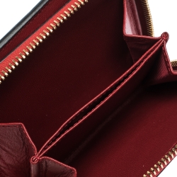 Pre Owned Valentino Red Leather Rockstud Spike Compact Wallet