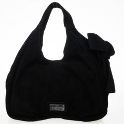 Pre Owned Valentino Nuage Bow Black Hobo with Crystal Bag