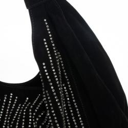 Pre Owned Valentino Nuage Bow Black Hobo with Crystal Bag