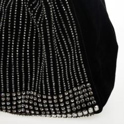 Pre Owned Valentino Nuage Bow Black Hobo with Crystal Bag