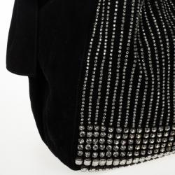 Pre Owned Valentino Nuage Bow Black Hobo with Crystal Bag