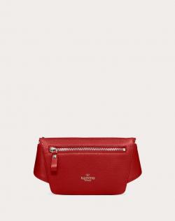Pre Owned Valentino Rosso V. Grainy Leather Rockstud Belt Bag