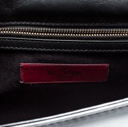Pre Owned Valentino Black Leather Large Glam Lock Chain Shoulder Bag