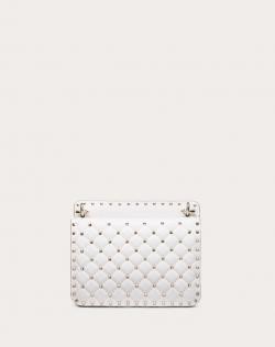 Pre Owned Valentino White Leather VLTN Medium Rockstud Spike.It Chain Shoulder Bag