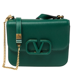 Valentino Garavani Small Vsling Grainy Calfskin Handbag - English Green