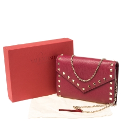 Valentino Raspberry Pink Leather Rockstud WOC Clutch Bag