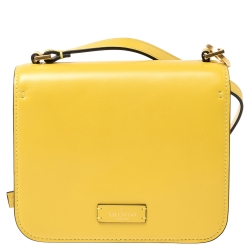 Valentino Yellow Shiny Leather Small VSLING Shoulder Bag