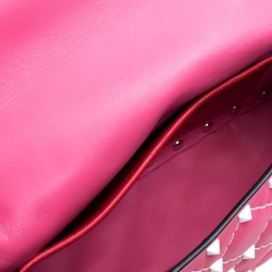 Pre Owned Valentino Pink Quilted Leather Small Rockstud Spike Chain Shoulder Bag