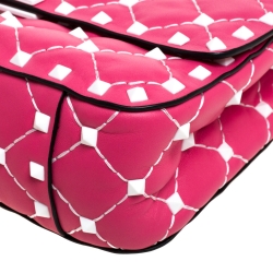 Pre Owned Valentino Pink Quilted Leather Small Rockstud Spike Chain Shoulder Bag