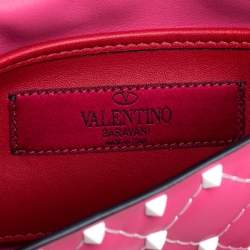 Pre Owned Valentino Pink Quilted Leather Small Rockstud Spike Chain Shoulder Bag