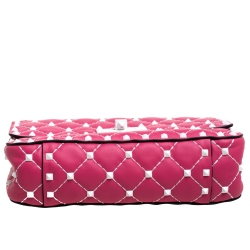 Pre Owned Valentino Pink Quilted Leather Small Rockstud Spike Chain Shoulder Bag