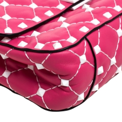 Pre Owned Valentino Pink Quilted Leather Small Rockstud Spike Chain Shoulder Bag