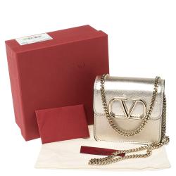 Pre Owned Valentino Sahara Leather VSLING Chain Compact Wallet