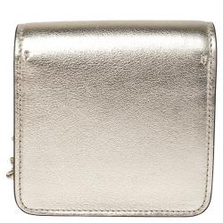 Pre Owned Valentino Sahara Leather VSLING Chain Compact Wallet