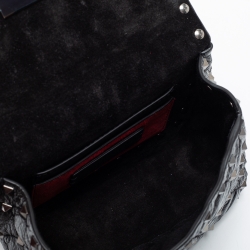 Pre Owned Valentino Black Leather Micro Rockstud Spike Top Handle Bag