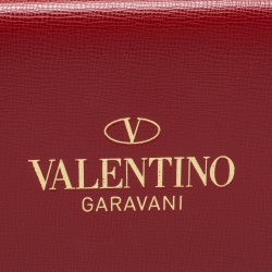 Pre Owned Valentino Red Leather Rockstud Alcove Top Handle Bag