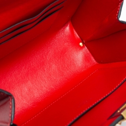 Pre Owned Valentino Red Leather Rockstud Alcove Top Handle Bag