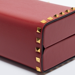 Pre Owned Valentino Red Leather Rockstud Alcove Top Handle Bag