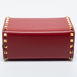 Pre Owned Valentino Red Leather Rockstud Alcove Top Handle Bag