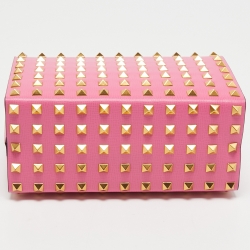 Pre Owned Valentino Pink Leather Rockstud Alcove Top Handle Bag
