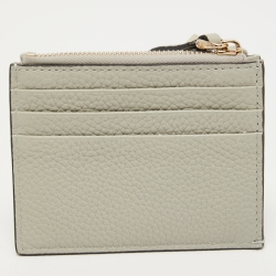 Valentino Light Grey Leather Rockstud Zip Card Holder
