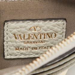 Valentino Light Grey Leather Rockstud Zip Card Holder