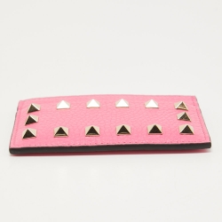 Pre Owned Valentino Pink Leather Rockstud Card Holder 