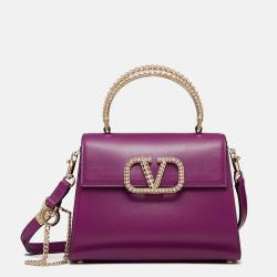 مملوكة مسبقًا Valentino Purple Leather VSling Small Top Handle Bag