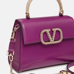 مملوكة مسبقًا Valentino Purple Leather VSling Small Top Handle Bag