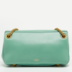 مملوكة مسبقًا Valentino Mint Green Leather Stud Shoulder Bag