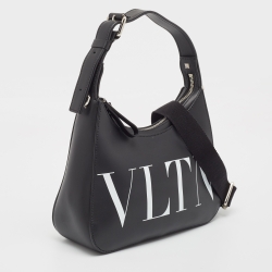 Pre Owned Valentino Black Leather Small VLTN Hobo