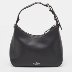 Pre Owned Valentino Black Leather Small VLTN Hobo